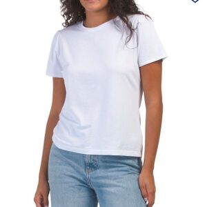 LAURA ASHLEY Short Puff Shirring Sleeve Crew Neck Modern Slub Jersey Top size XL